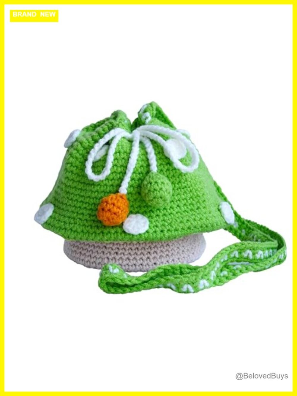 Handmade Crochet Crossbody Bag - Small Drawstring Bucket Purse